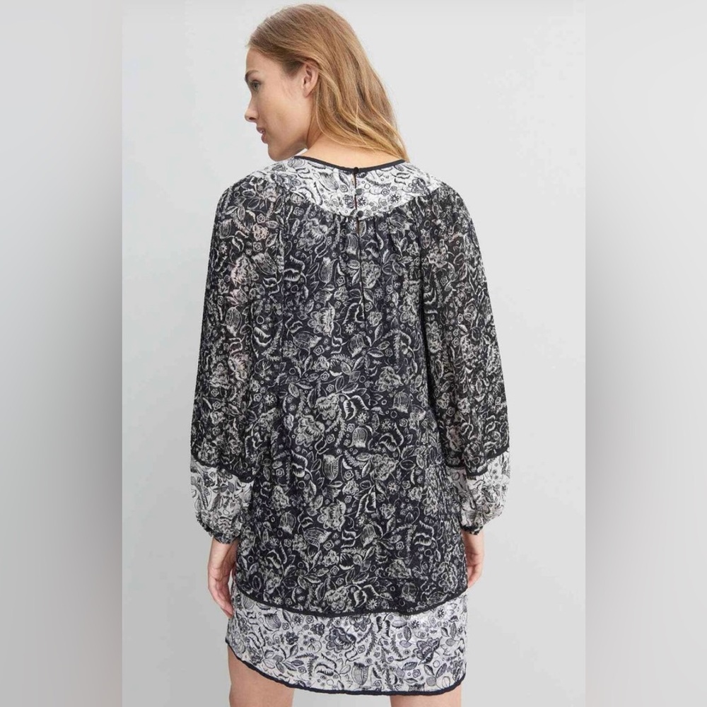 NWOT! Anthropologie Susanne Tunic Dress With Black Floral Viscose. Size: M